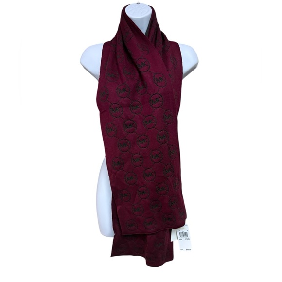 Michael Michael Kors Black and Red Scarf With Logo NWT - Picture 4 of 9